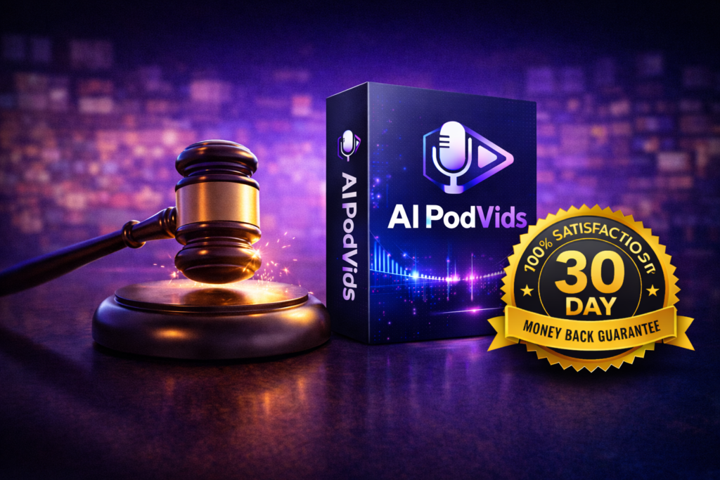 AI PodVids Review Final Verdict Product Image with Money Back Guarantee Badge